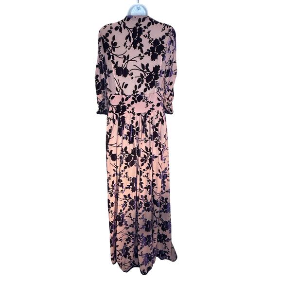 Unique Vintage Royal Purple and Tan Velvet Burnout Tallulah Duster M 6 8 NWOT - Picture 2 of 11